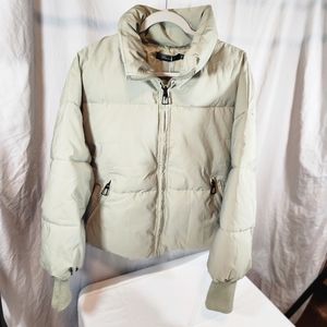 MEROKEETY Women's Long Sleeve Zip Puffer Jacket Pockets Baggy Short Down size M